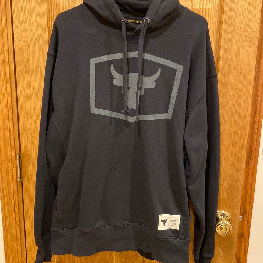 Under Armour Project Rock Mens L Black Cotton Hoodie